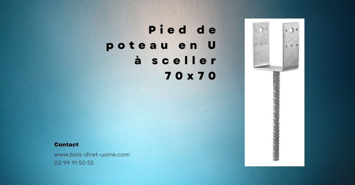 Pied de poteau en U à sceller 70x70...