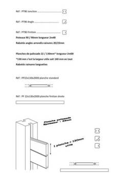 Plan poteaux 90x90mm et planches 22x130mm pour palissade en bois