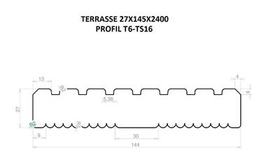 Profil lame terrasse 27x145x2400