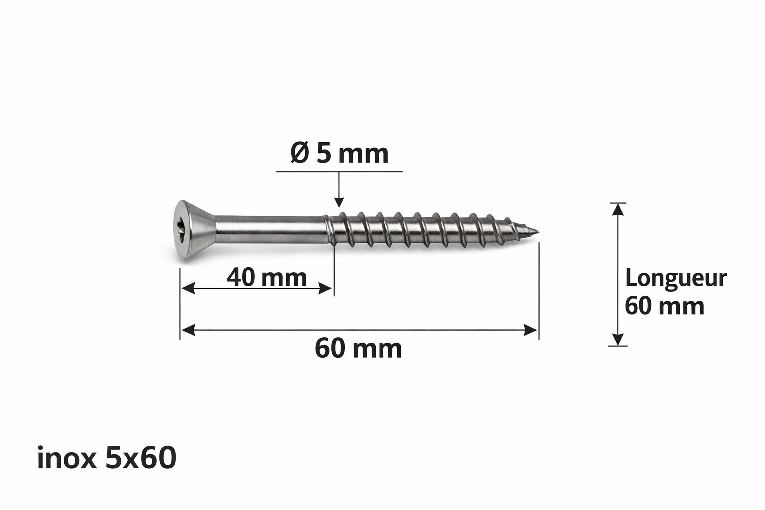 Vis à Bois 5x60 Mm Tx20 – Lot De Vis Neuves – Emballage D'origine